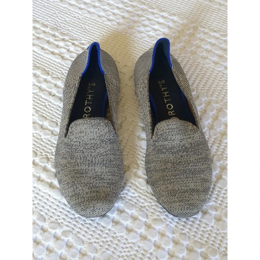 Rothy's The Loafer Gray Stripe Taupe Heather‎ Gray Sz 9.5